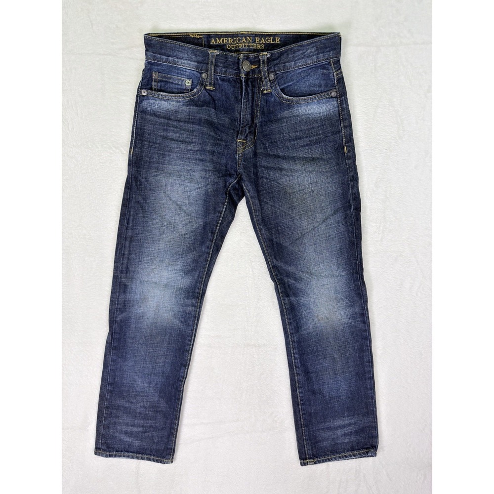 American Eagle Jeans Mens‎ 26x28 Blue Straight Slim Dark Wash Denim Low Rise